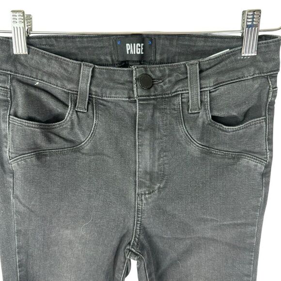 PAIGE Hoxton Ankle Black Distressed Skinny Jeans Sz 26 - Picture 2 of 9